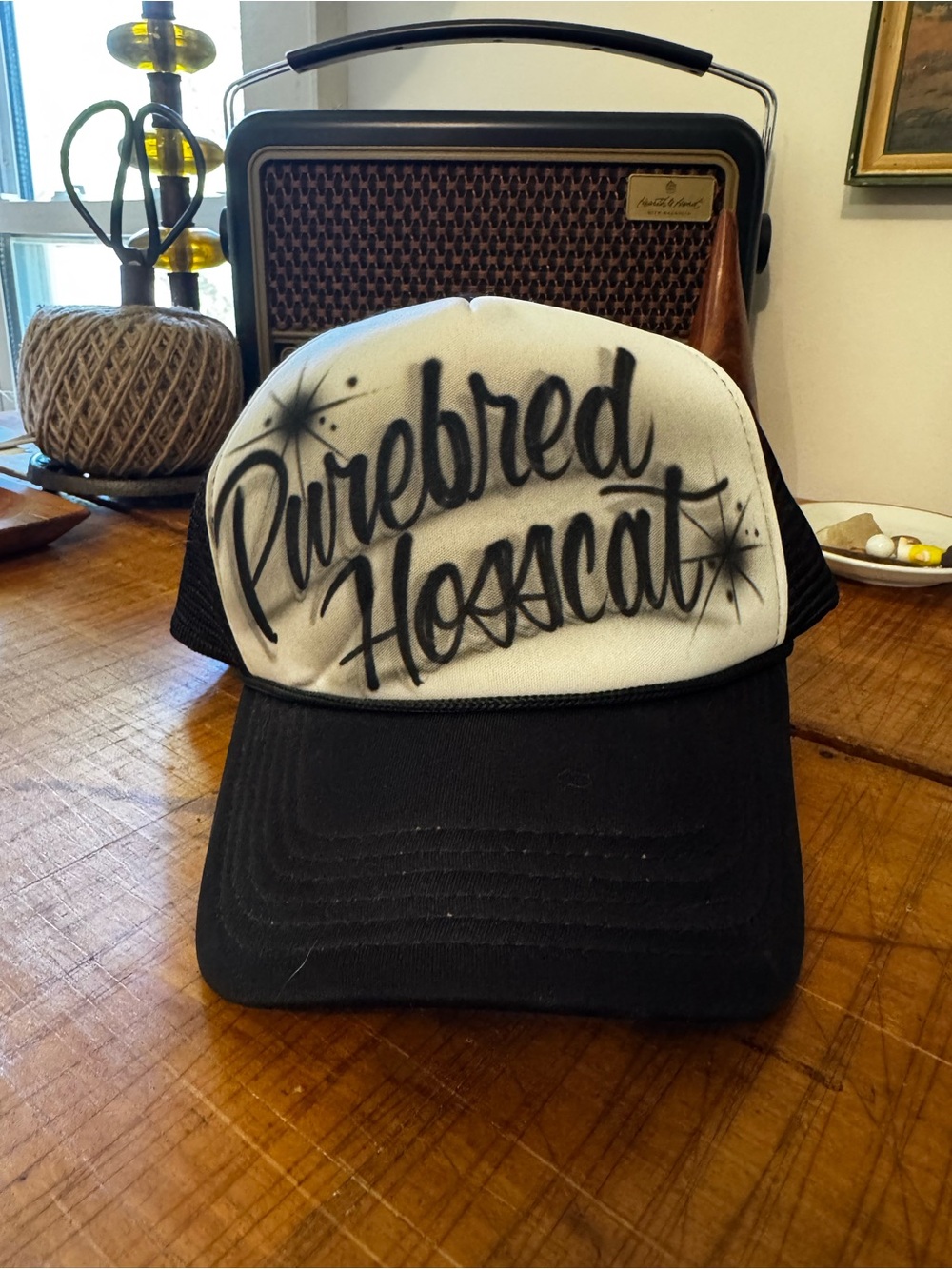 Black and White 'Purebred Hosscat' Trucker Hat